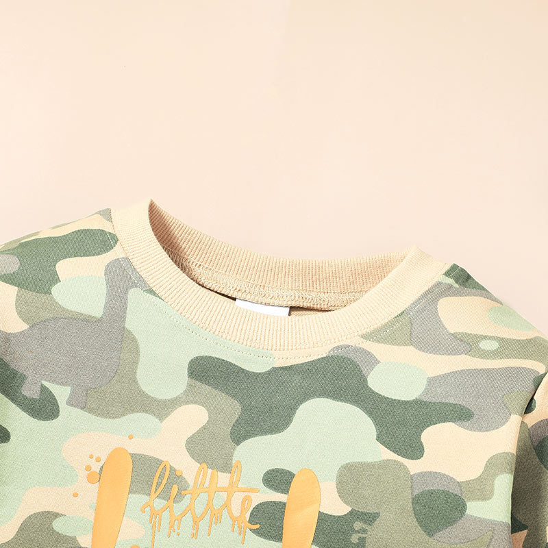 Autumn Winter Camouflage Round Neck Long Sleeve Pullover Wholesale Boy Clothing - PrettyKid