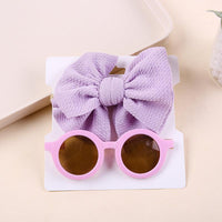 Children's Headwear Bow Nylon Hair Sunglasses Two-piece Set