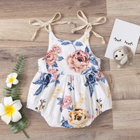 Baby Girls Flower Print Suspender Jumpsuit - PrettyKid