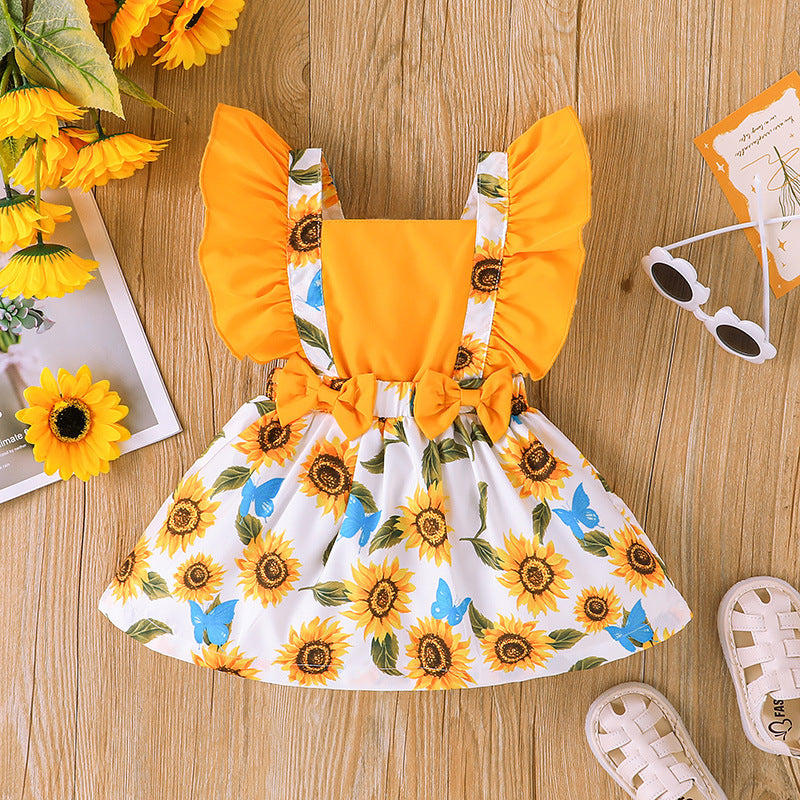 Children's Sunflower Printed Dress In Stock In 2023 - PrettyKid