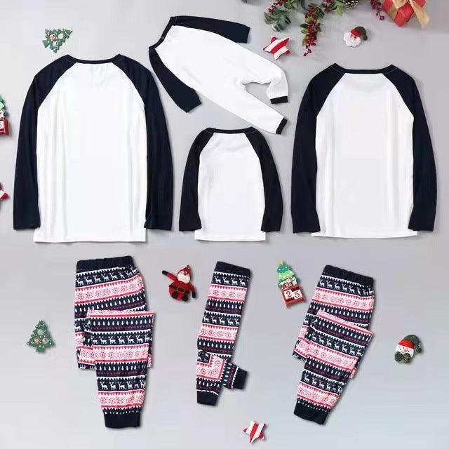 Mommy and Me Cute Cartoon Printed Long Sleeve Top Striped Trousers Christmas Home Suit - PrettyKid