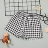 Toddler Kids Boys Solid Colour Short Sleeve Top Waistcoat Black and White Check Print Shorts Gentleman's Suit - PrettyKid