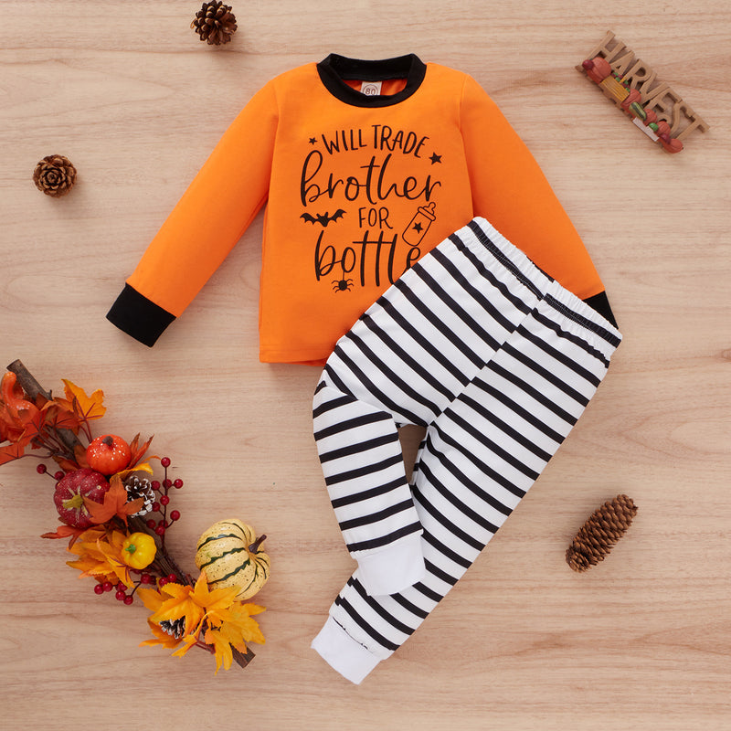 Toddler Kids Solid Letter Stripe Suit Children's Fashion Clothing Wholesale - PrettyKid