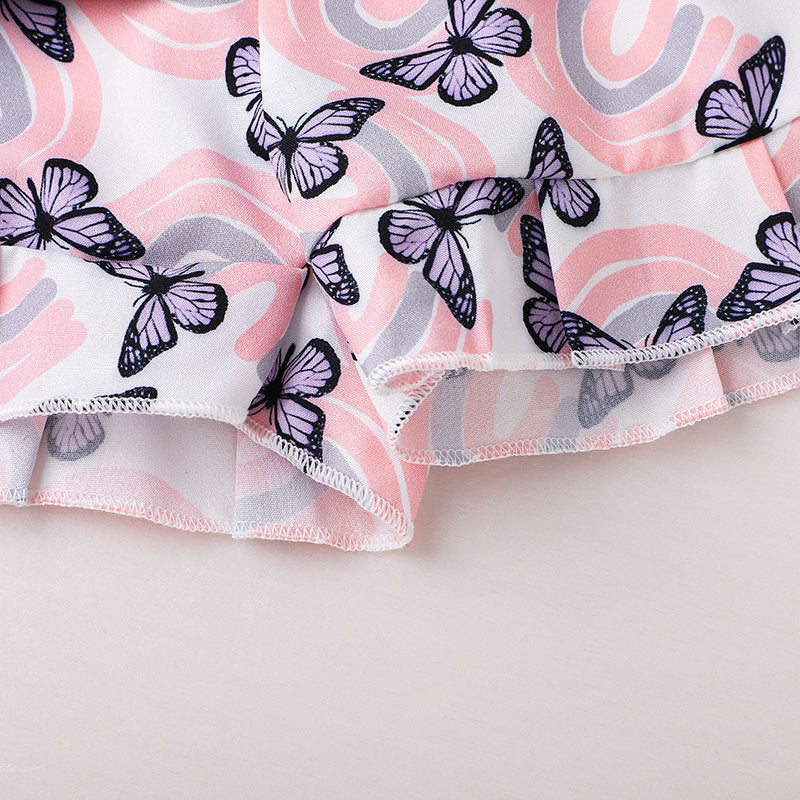 9M-4Y Toddler Girls Mesh Bow Sling Top And Butterfly Shorts Wholesale Girls Fashion Clothes - PrettyKid