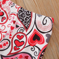 Children Girls' Long Sleeved Skirt, Printed Trousers Hair Band Valentine's Day Set - PrettyKid