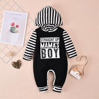 Baby Boys Letter Print Camouflage Patchwork Hooded Jumpsuit - PrettyKid