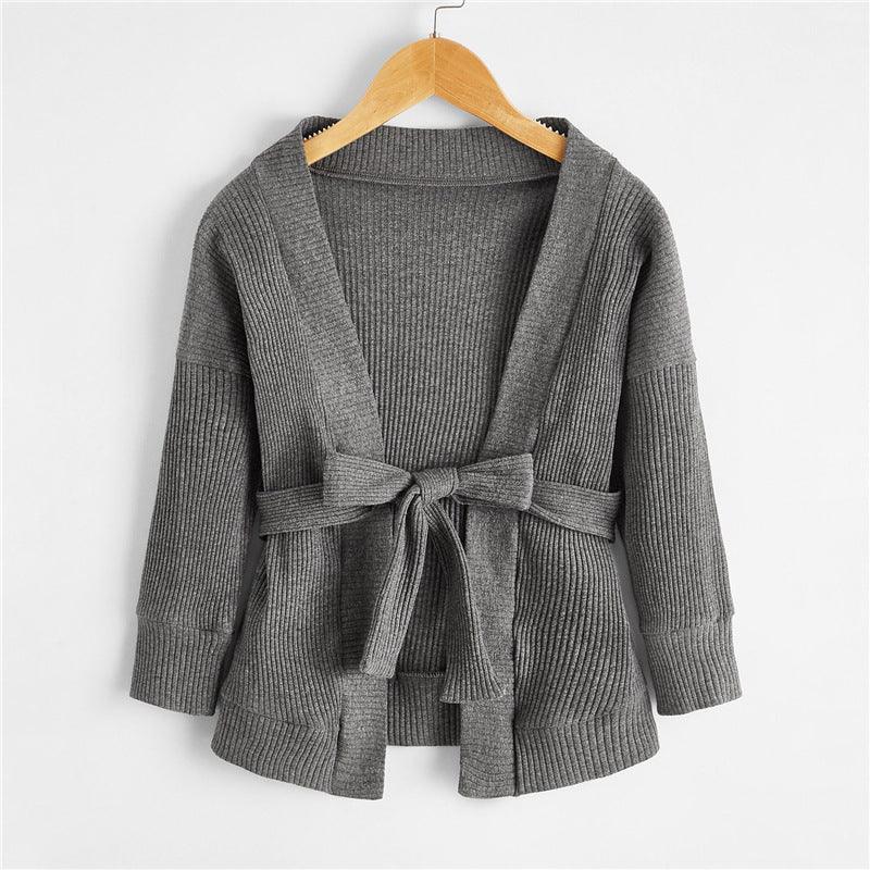 Toddler Kids Girls Solid Cotton Long Sleeve Knitted Cardigan Coat - PrettyKid