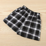 Summer Boys' Suit Letter Print Plaid Short-sleeved + Shorts - PrettyKid