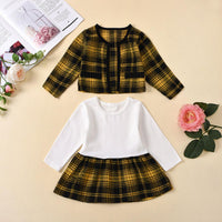 Toddler Kids Girls' Plaid Long Sleeve Coat Dress Two Piece Set - PrettyKid