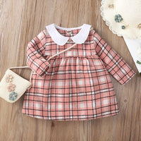 Toddler Girls Plaid Printed Long Sleeve Dress - PrettyKid