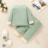 Toddler Boys Girls Solid Contrast Long Sleeve Knit Two Piece Set - PrettyKid