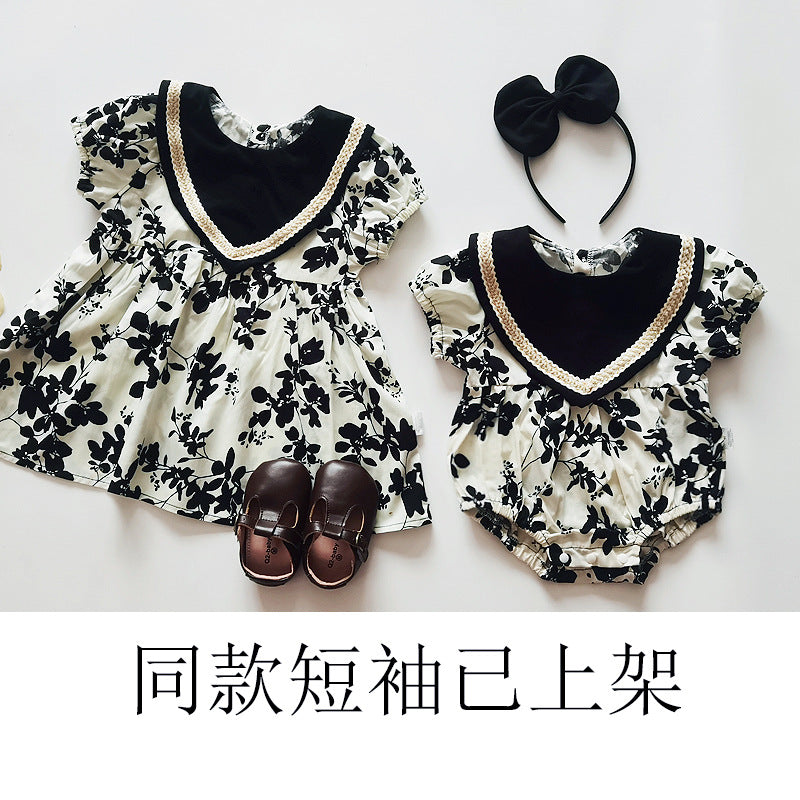 Children's Clothing Baby Package Farting Clothes Baby Onesie Clothing Long-sleeved Girls Skirt Sister Dress Spring Models - PrettyKid