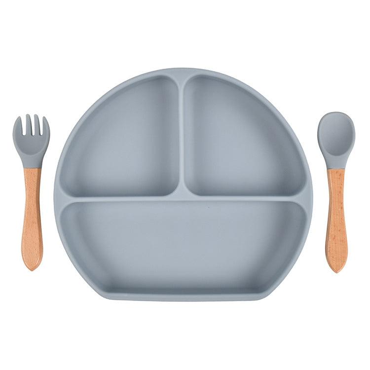 Baby Sub Format Dinner Plate Spoon Fork Silicone Set Children's Tableware - PrettyKid