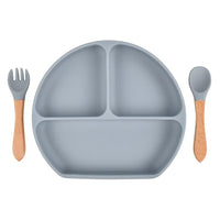 Baby Sub Format Dinner Plate Spoon Fork Silicone Set Children's Tableware - PrettyKid