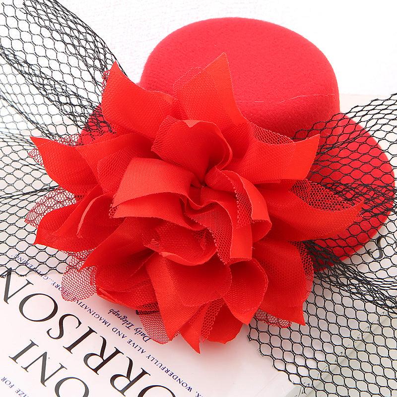 Girl 3D Flower Decor Mesh Formal Hat - PrettyKid