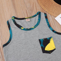 Sleeveless Top Shark Printing Suit - PrettyKid