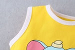 Baby Boys Girls Solid Color Cartoon Cartoon Printing Sleeveless Jumpsuit - PrettyKid
