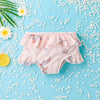 Toddler Kids Girls Solid Pink Flower Print Suspender Split Swimsuit Swimming Set - PrettyKid