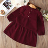 Toddler Kids Girls Solid Color Long Sleeve Embroidered Dress - PrettyKid