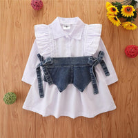 Children Girls Shirt Skirt Denim Belt Set - PrettyKid