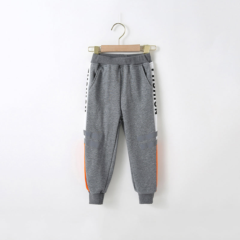 Toddler Kids Boys Solid Color Block Letter Printed Cotton Sweatpants - PrettyKid