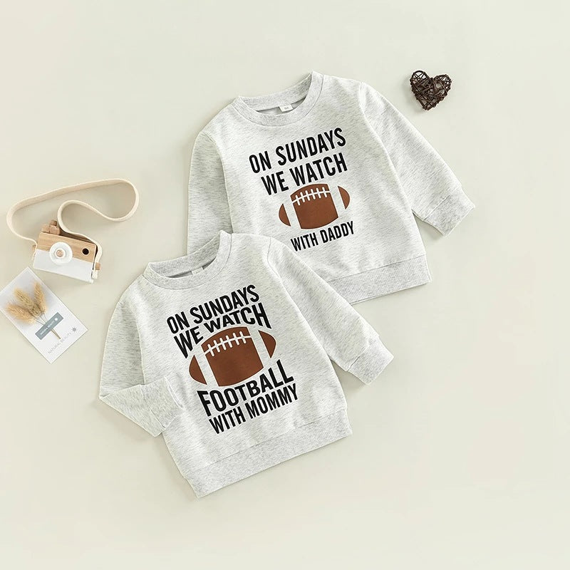 Toddler Girls Solid Color Letter Rugby Print Sweatshirt Top - PrettyKid