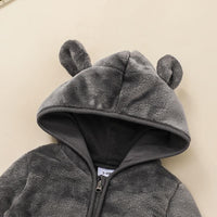 Toddler Boys Girls Solid Cartoon Fluffy Hooded Zipper Set - PrettyKid