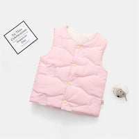 Children's Solid Color Light Down Cotton Vest with Inner Vest Waistcoat - PrettyKid