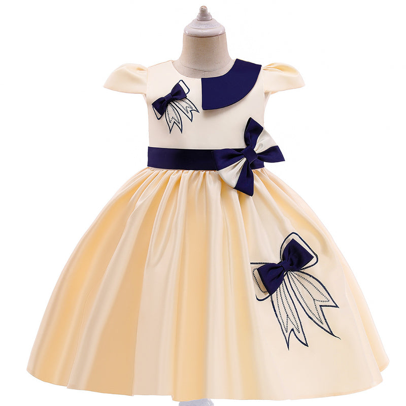 Children Girl's Forged Large Bow Dress Kids Wear Supplier - PrettyKid
