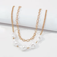 Female Baroque Shaped Pearl Necklace Alloy Chain Clavicle Chain - PrettyKid