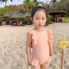 Toddler Girl Solid Color Lovely Lace Bow One-piece Bathing Suit Swimsuit - PrettyKid