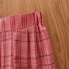 Toddler Kids Girls' Pink Plaid Printing Suspender Coat Trousers Suit - PrettyKid