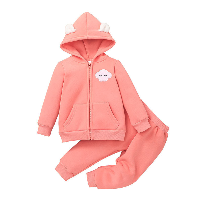 Toddle Kids Girls' Solid Color Lovely Hoodie Long Sleeve Suit - PrettyKid