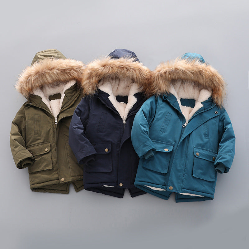 Children Winter Boys Hooded Warm apparel Casual Baby Boy girls Velvet Coats Clothing Supplier - PrettyKid