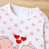 Baby Boys Girls Contrast Cartoon Elephant Print Long Sleeve Jumpsuit Valentine's Day Dress - PrettyKid