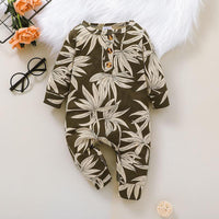 Baby Plant Printed Long Sleeve Jumpsuit - PrettyKid