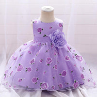 Baby Girls Flower-printed Pompous Gauze Princess Dress - PrettyKid