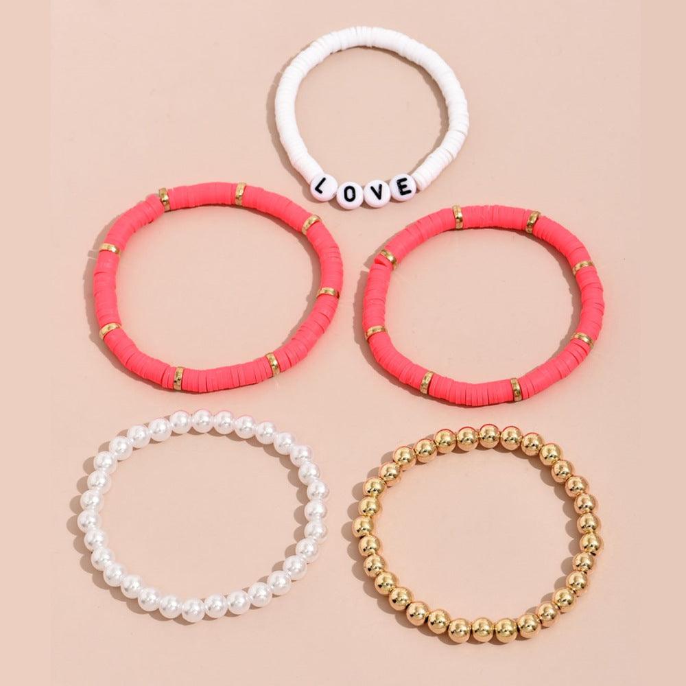 Colorful Soft Pottery Bracelet 5-piece Set - PrettyKid