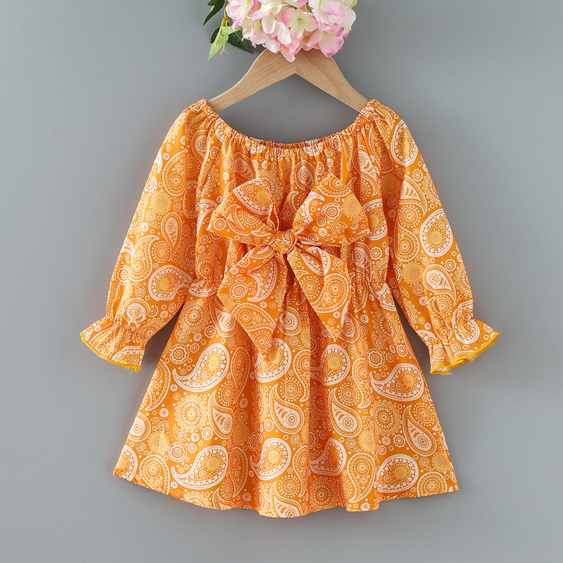 Toddler Girls' Printed Bow Dress Children's Apparel Wholesale - PrettyKid