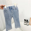 9M-6Y Versatile Irregular Hem Flare Jeans Cute Toddler Girl Clothes Wholesale - PrettyKid