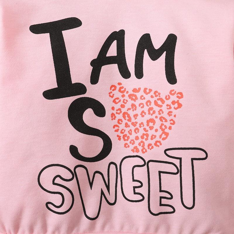 Toddler Girls Letter Print Pink Hoodie Sweatshirt Leopard Print Pants Set - PrettyKid