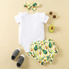 2022 Girls' Harem Suit Spring Avocado Print Flying Sleeve Jumpsuit Children's Clothing - PrettyKid