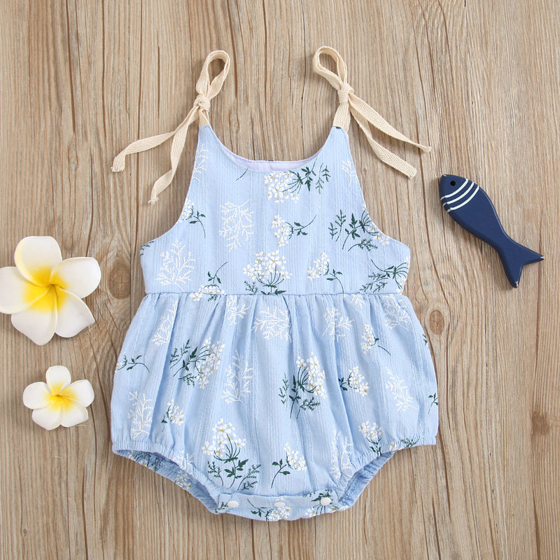 Baby Girls Lovely Plant Printed Children's Suspender Jumpsuit - PrettyKid