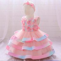 Baby Girls Flower Cake Puffy Skirt Baby Girl Dresses Wholesale - PrettyKid