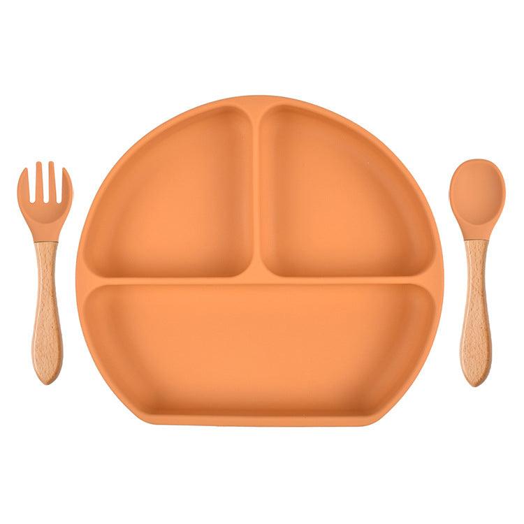 Baby Sub Format Dinner Plate Spoon Fork Silicone Set Children's Tableware - PrettyKid