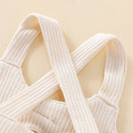 Baby Girls Summer Solid Color Cross Strap Sleeveless Suspender Jumpsuit - PrettyKid