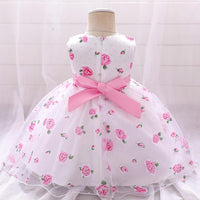 Baby Girls Flower-printed Pompous Gauze Princess Dress - PrettyKid