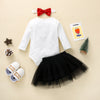 Baby Girls Long Sleeve Lovely Christmas Printed Jumpsuit Dress Mesh Skirt Set - PrettyKid