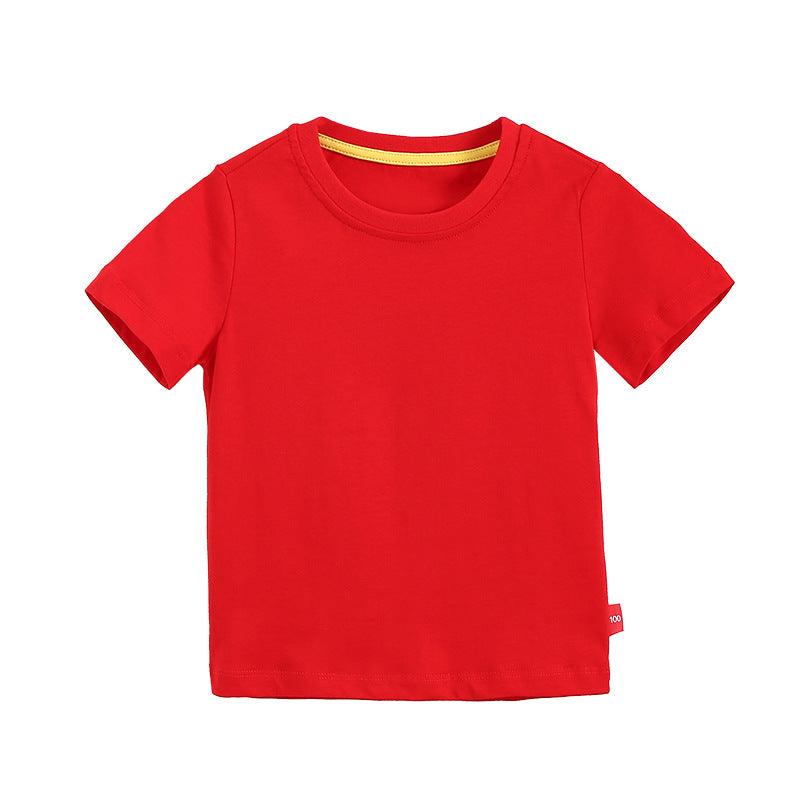 2021 Summer Children's T-shirt Solid Short Sleeve Round Neck Top - PrettyKid