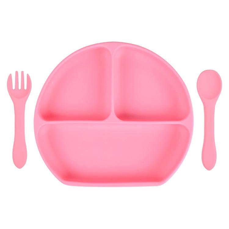 Baby Silicone Plate Fork Spoon Set - PrettyKid